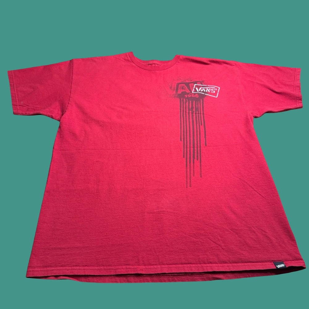 Vans Graphic T Shirt XL Red Short Sleeve Skater Grunge Logo Streetwear